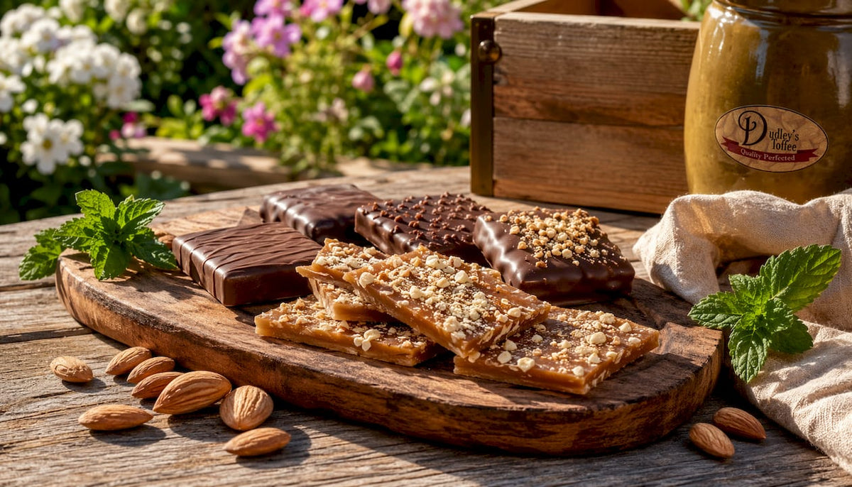 Artisanal gluten free dairy free candy assortment on parchment paper