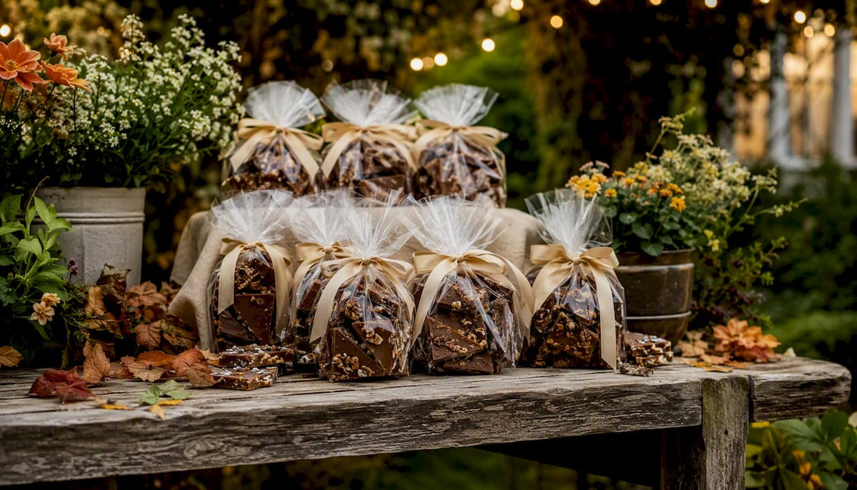 Wrapped handcrafted English toffee wedding favors