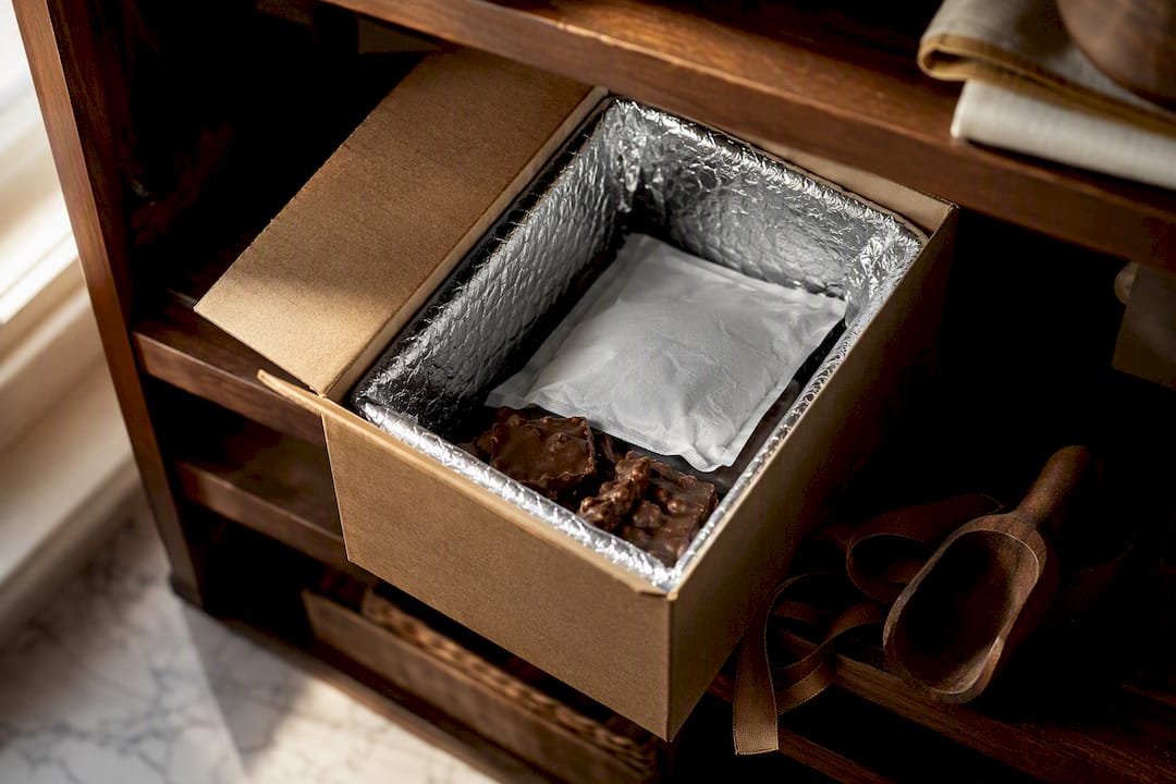 Insulated parcel protecting chocolate toffee