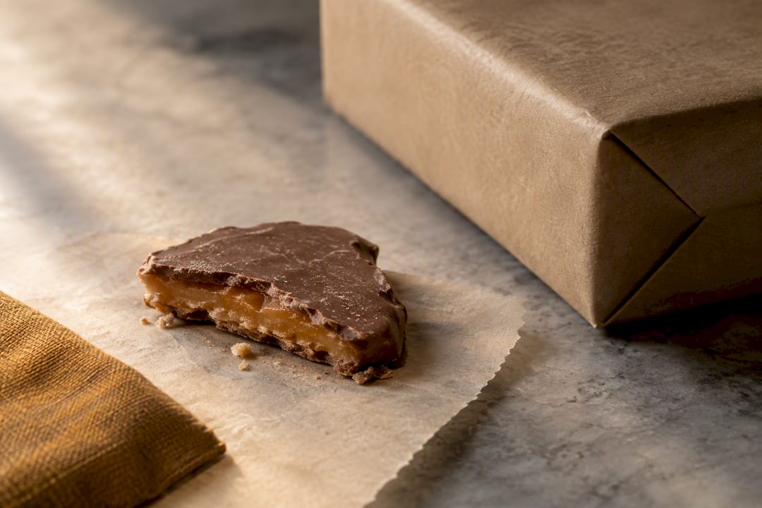 Chocolate coating showing possible bloom after shipping