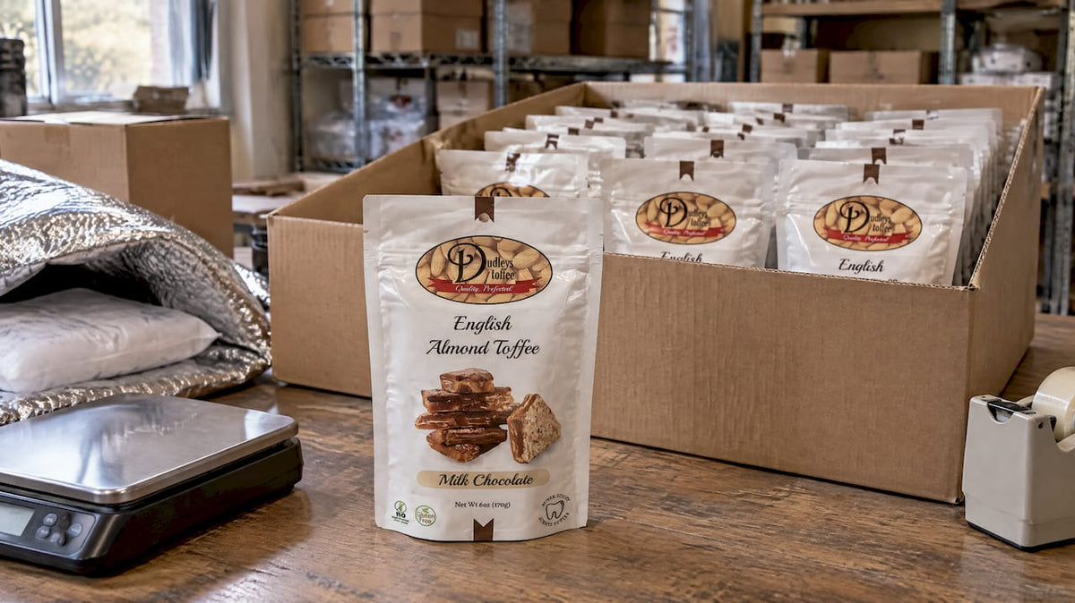 Dudley’s toffee case prepared for wholesale receiving
