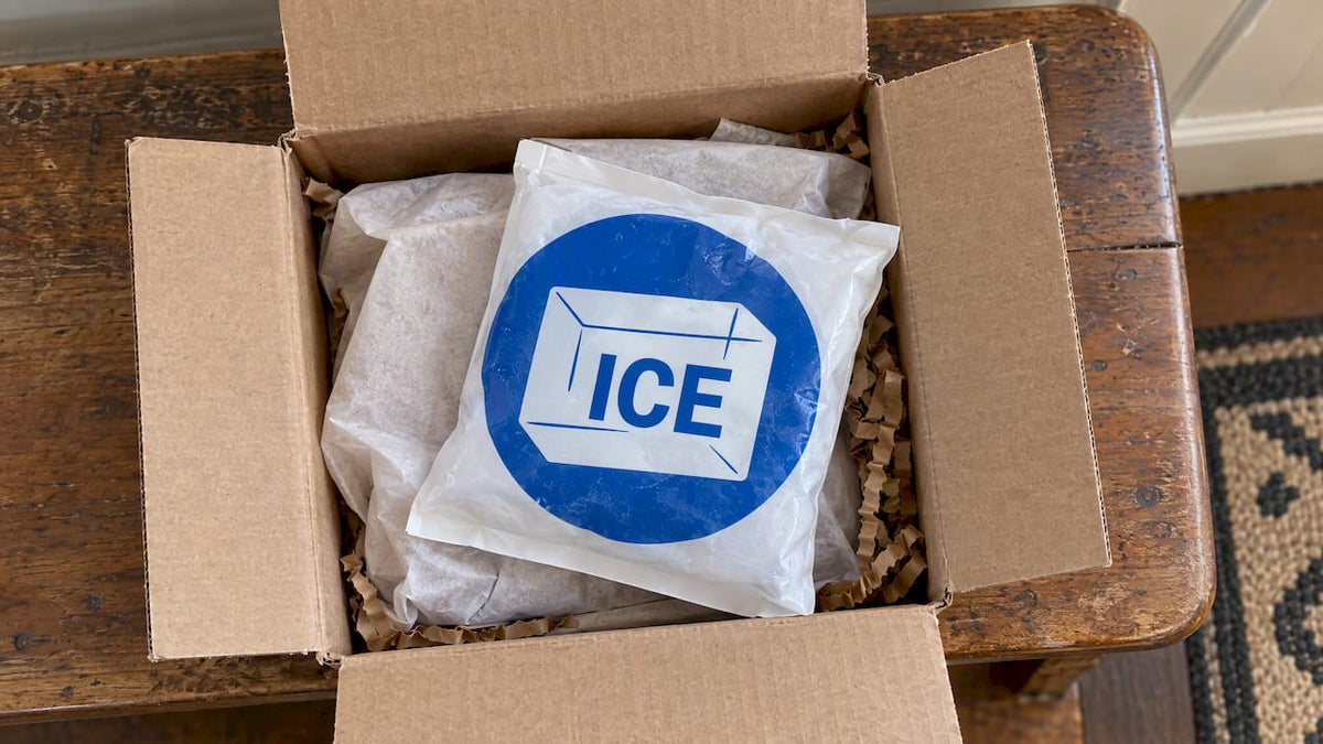 Cold pack inside an opened shipping parcel